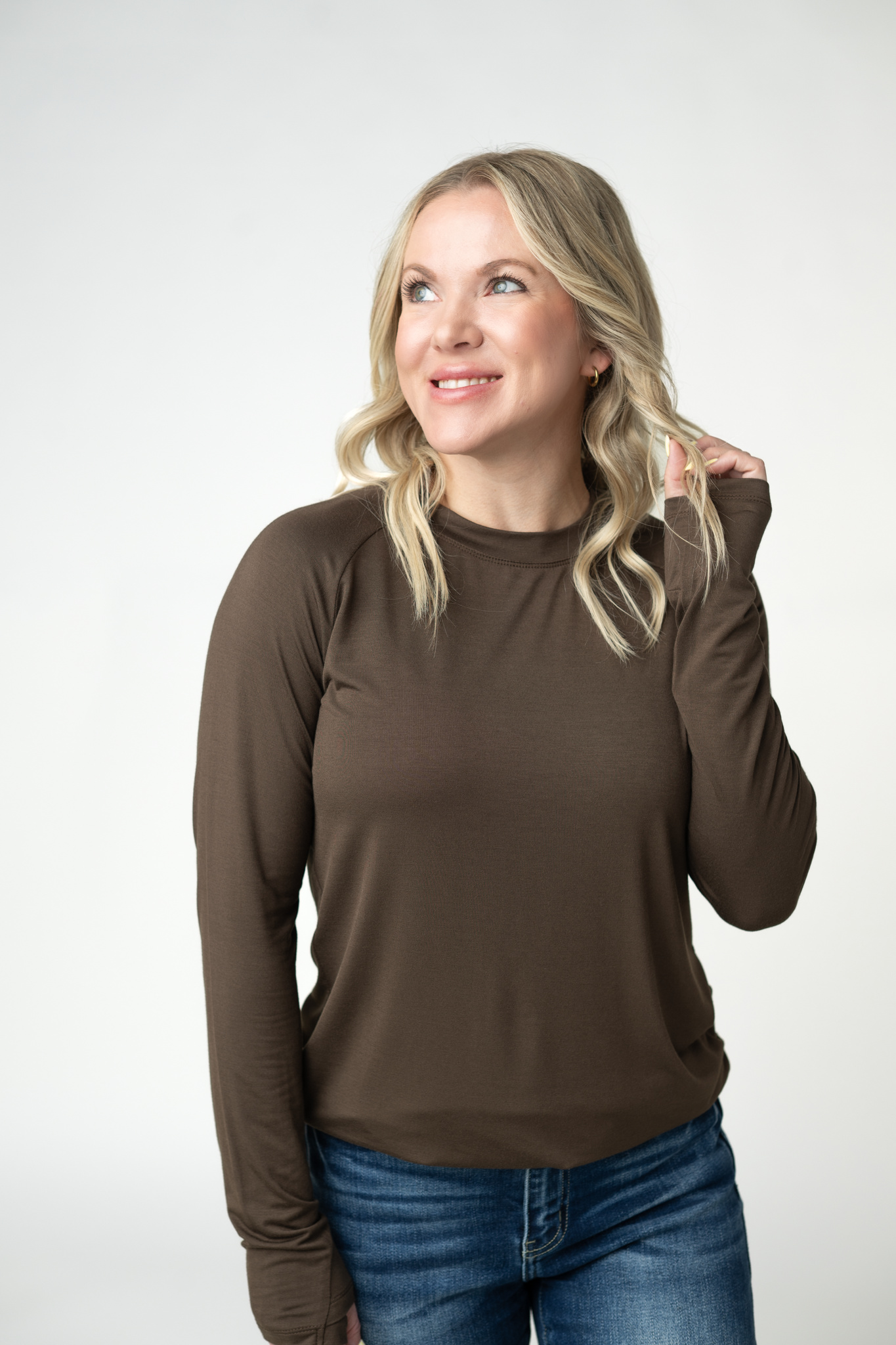 IN STOCK Blair Long Sleeve Top - Brown-Tops-Dear Me Southern Boutique, located in DeRidder, Louisiana