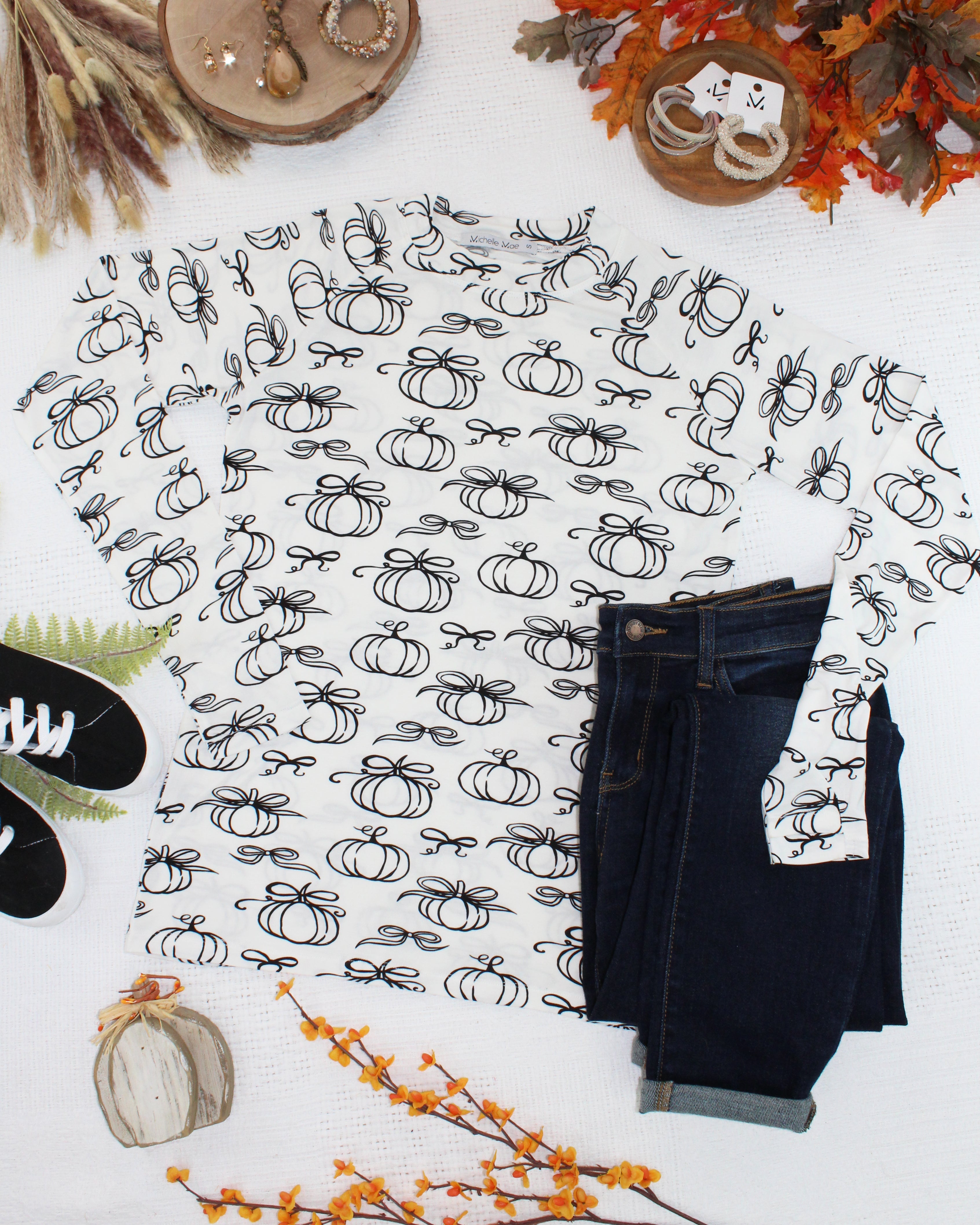 IN STOCK Blair Long Sleeve Top - Classic Pumpkins-Tops-Dear Me Southern Boutique, located in DeRidder, Louisiana