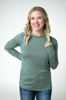 IN STOCK Blair Long Sleeve Top - Dusty Jade-Tops-Dear Me Southern Boutique, located in DeRidder, Louisiana
