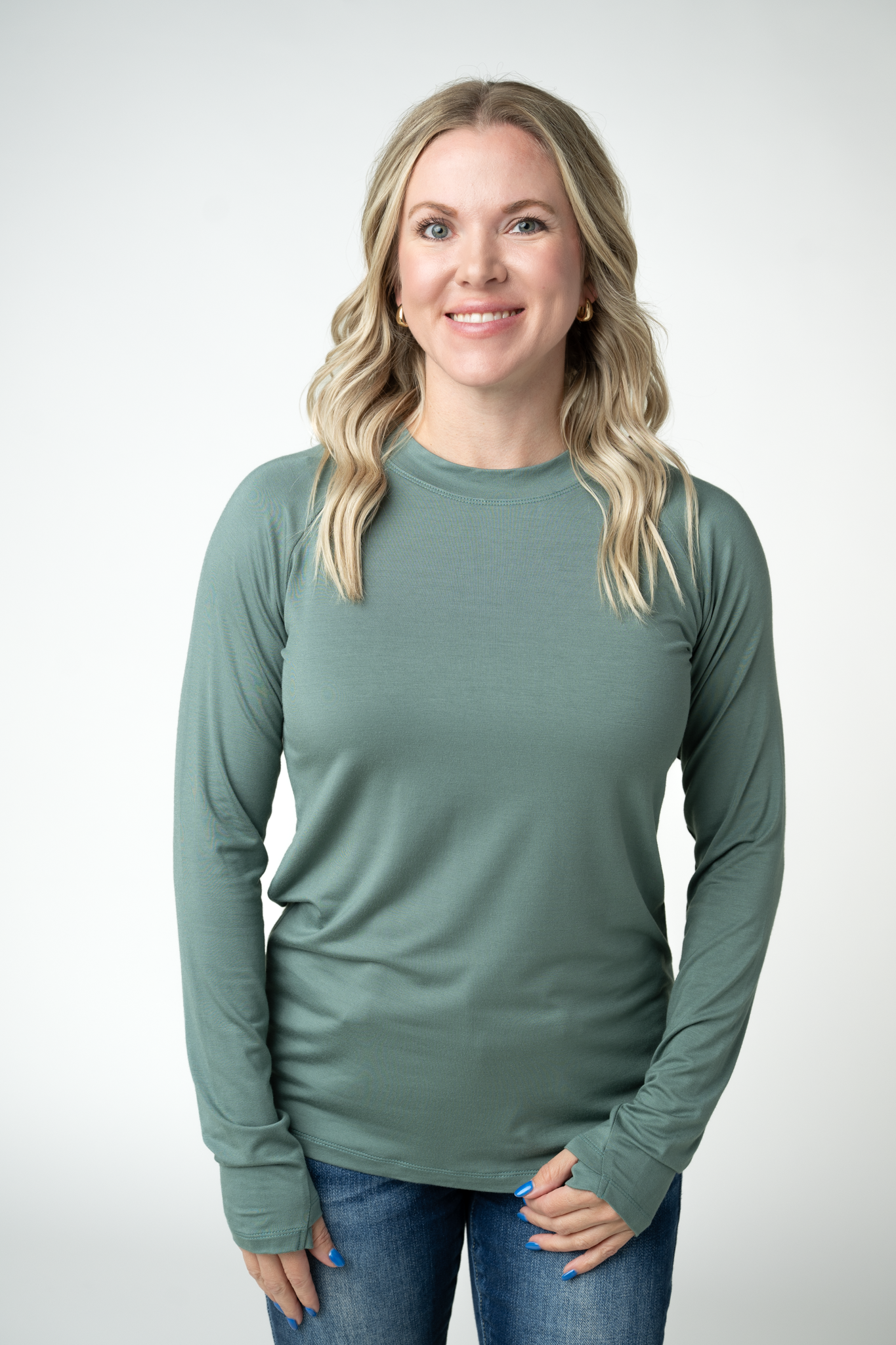 IN STOCK Blair Long Sleeve Top - Dusty Jade-Tops-Dear Me Southern Boutique, located in DeRidder, Louisiana