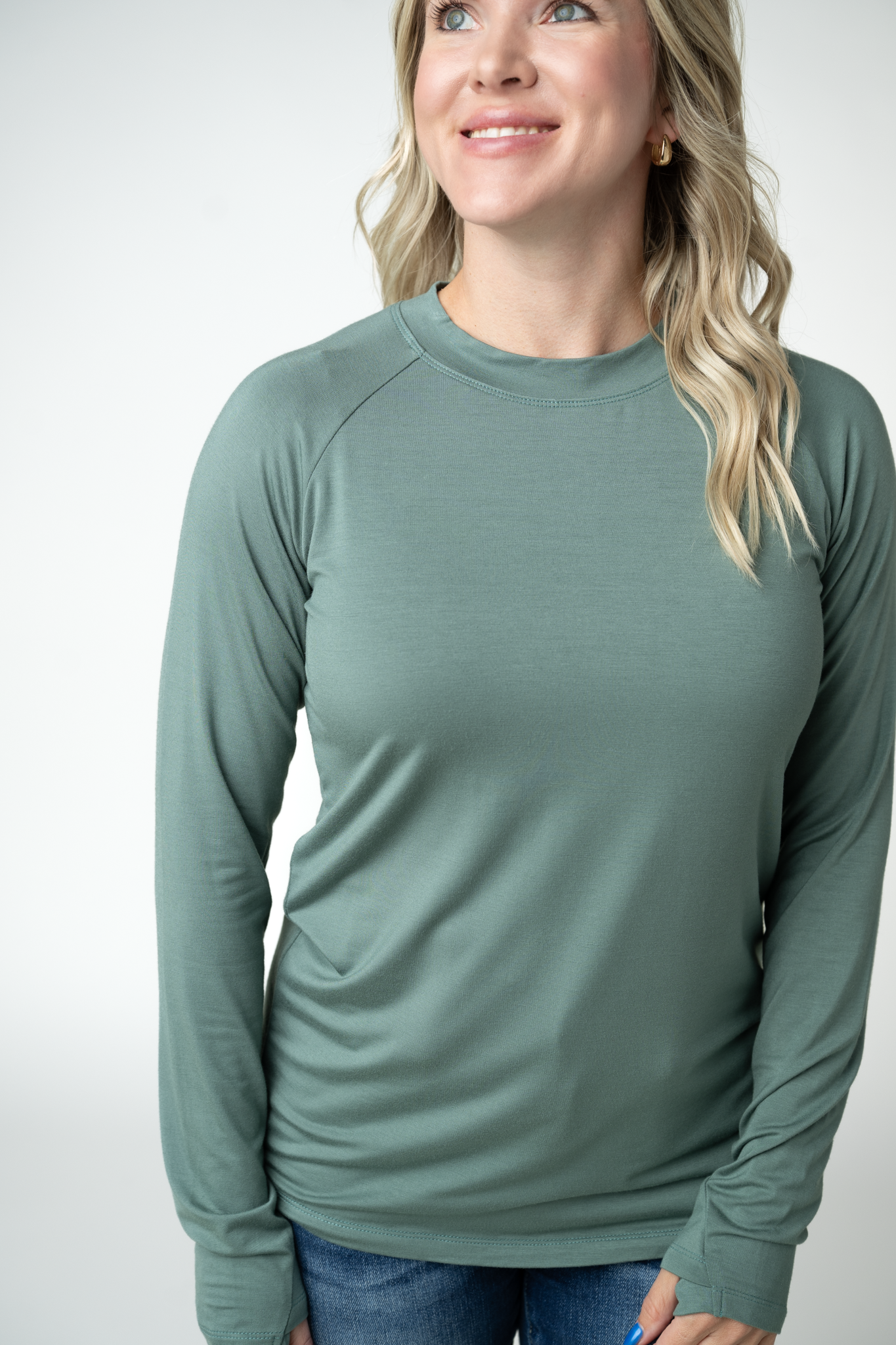 IN STOCK Blair Long Sleeve Top - Dusty Jade-Tops-Dear Me Southern Boutique, located in DeRidder, Louisiana