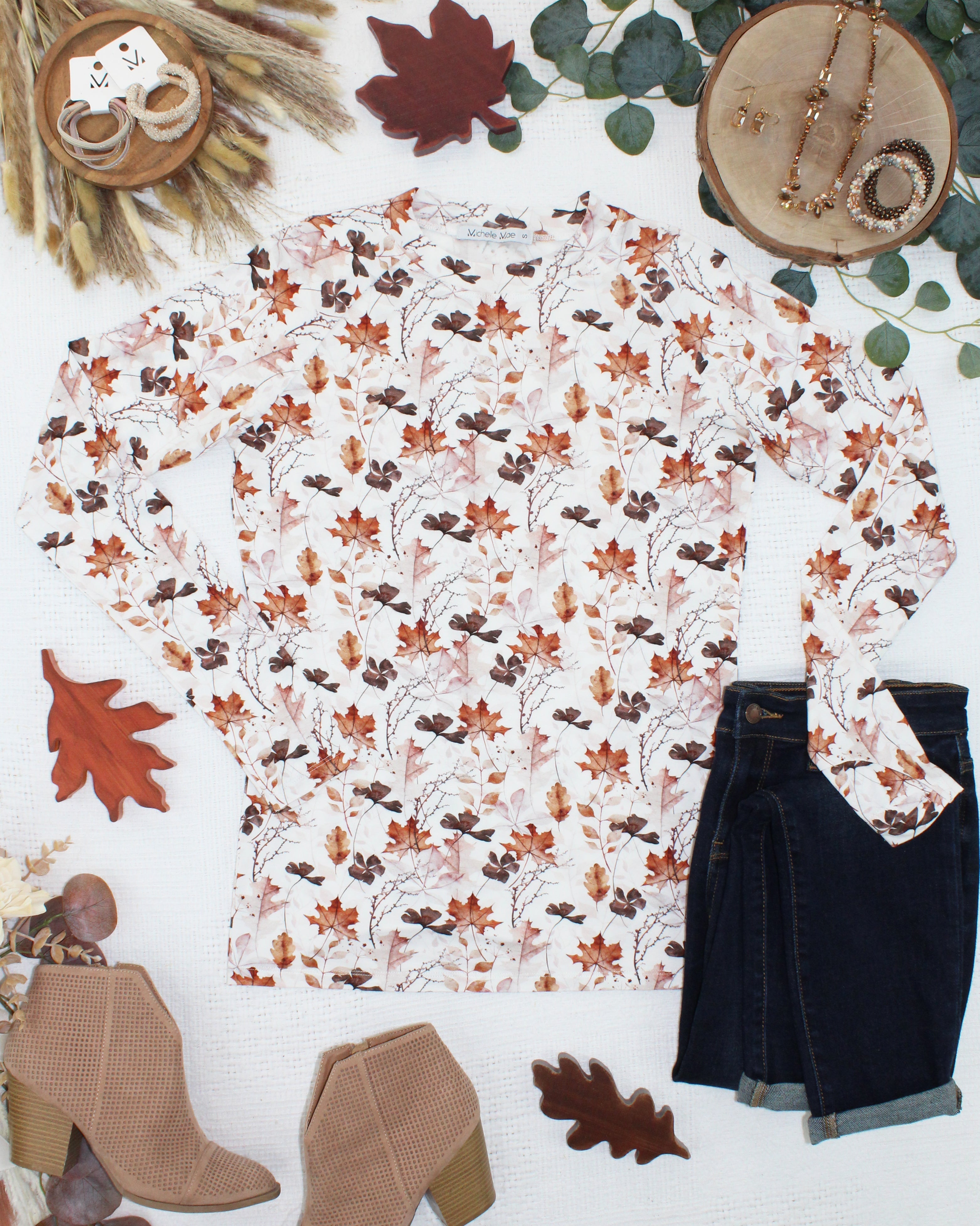 IN STOCK Blair Long Sleeve Top - Fall Foliage-Tops-Dear Me Southern Boutique, located in DeRidder, Louisiana