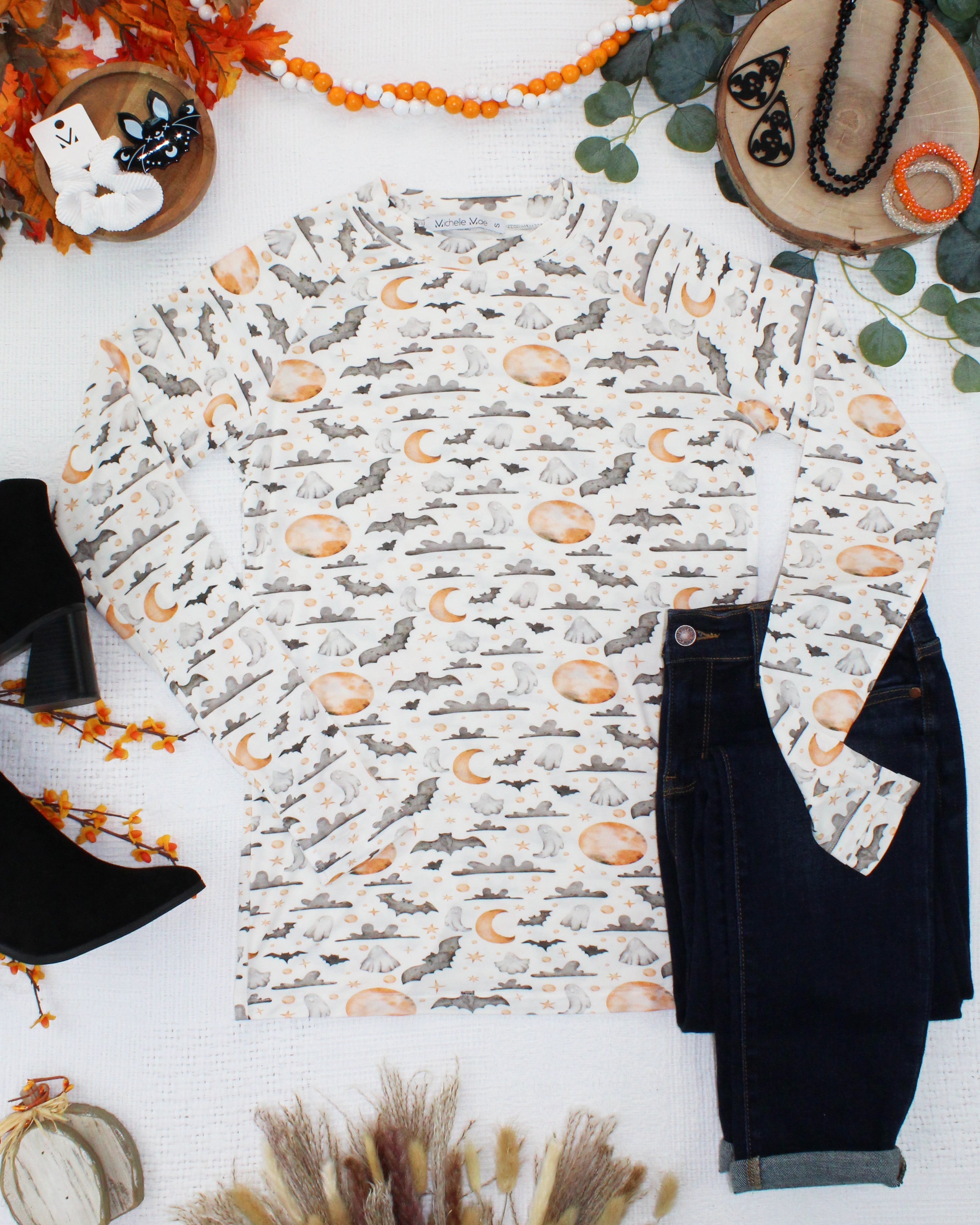 IN STOCK Blair Long Sleeve Top - Haunted Halloween-Tops-Dear Me Southern Boutique, located in DeRidder, Louisiana