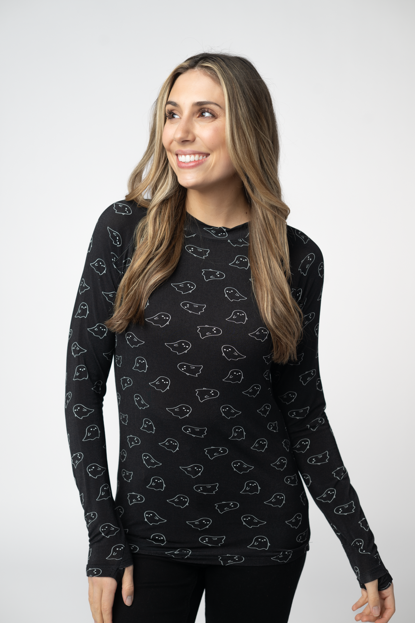 IN STOCK Blair Long Sleeve Top - Midnight Ghosts-Tops-Dear Me Southern Boutique, located in DeRidder, Louisiana