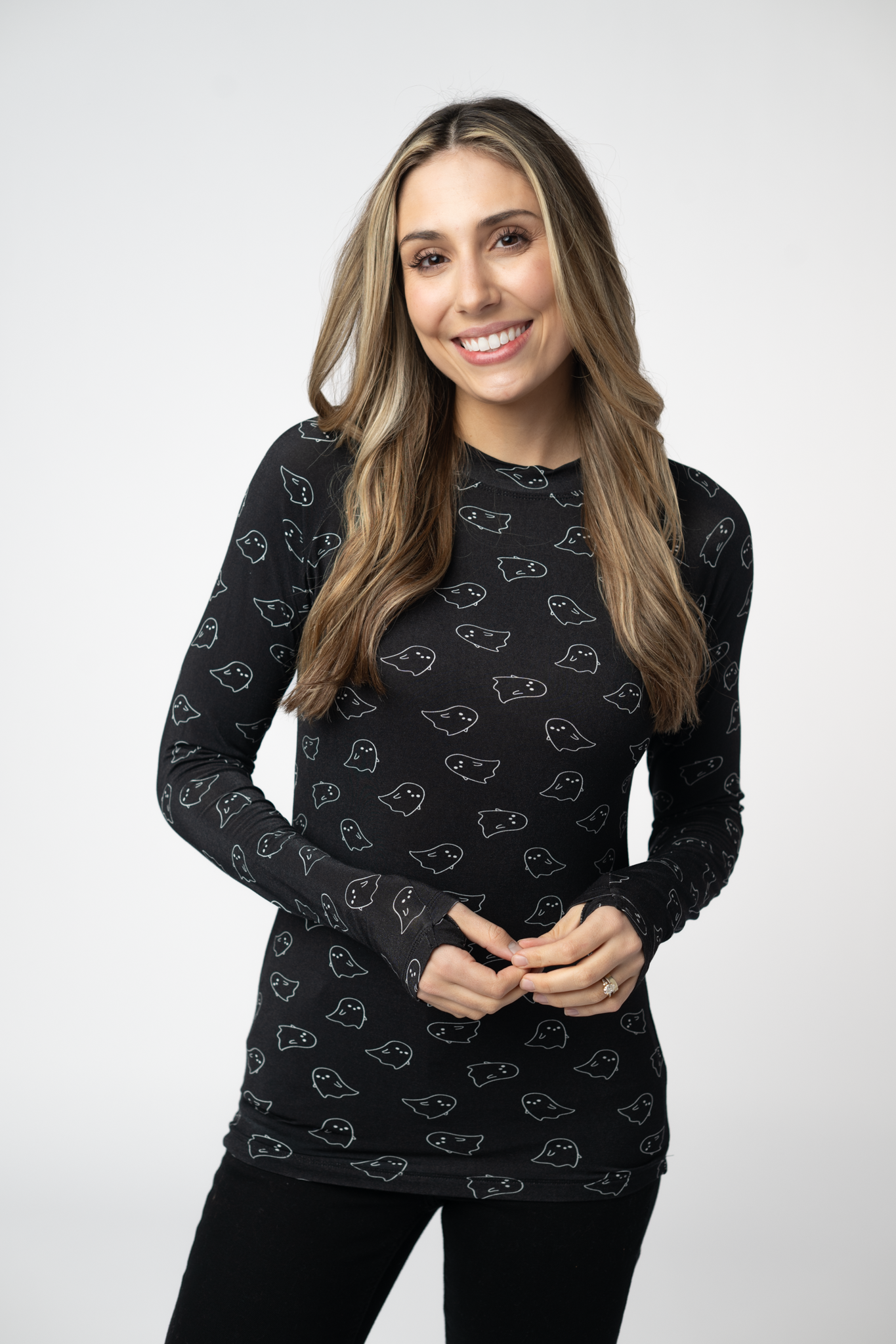 IN STOCK Blair Long Sleeve Top - Midnight Ghosts-Tops-Dear Me Southern Boutique, located in DeRidder, Louisiana