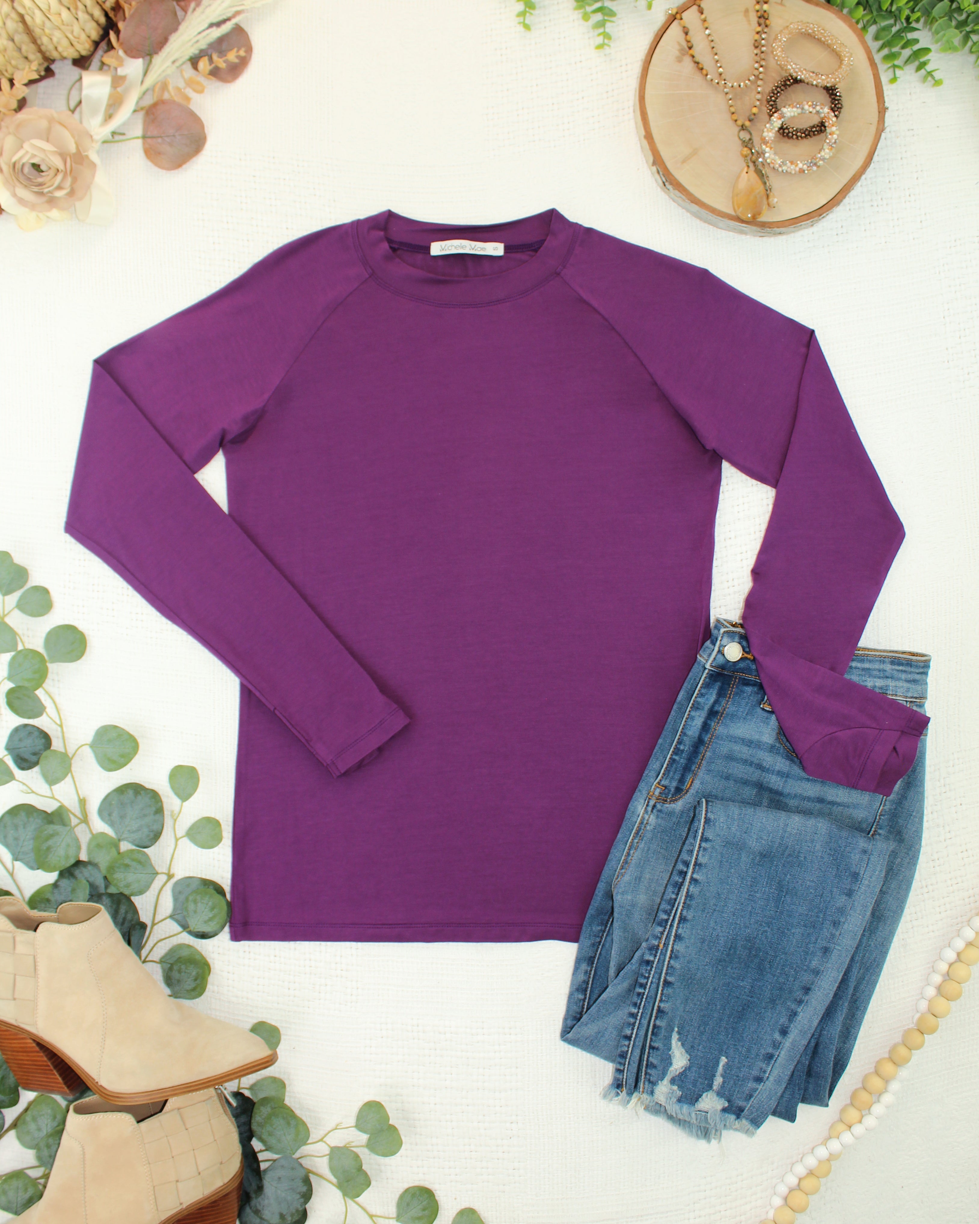 IN STOCK Blair Long Sleeve Top - Purple-Tops-Dear Me Southern Boutique, located in DeRidder, Louisiana