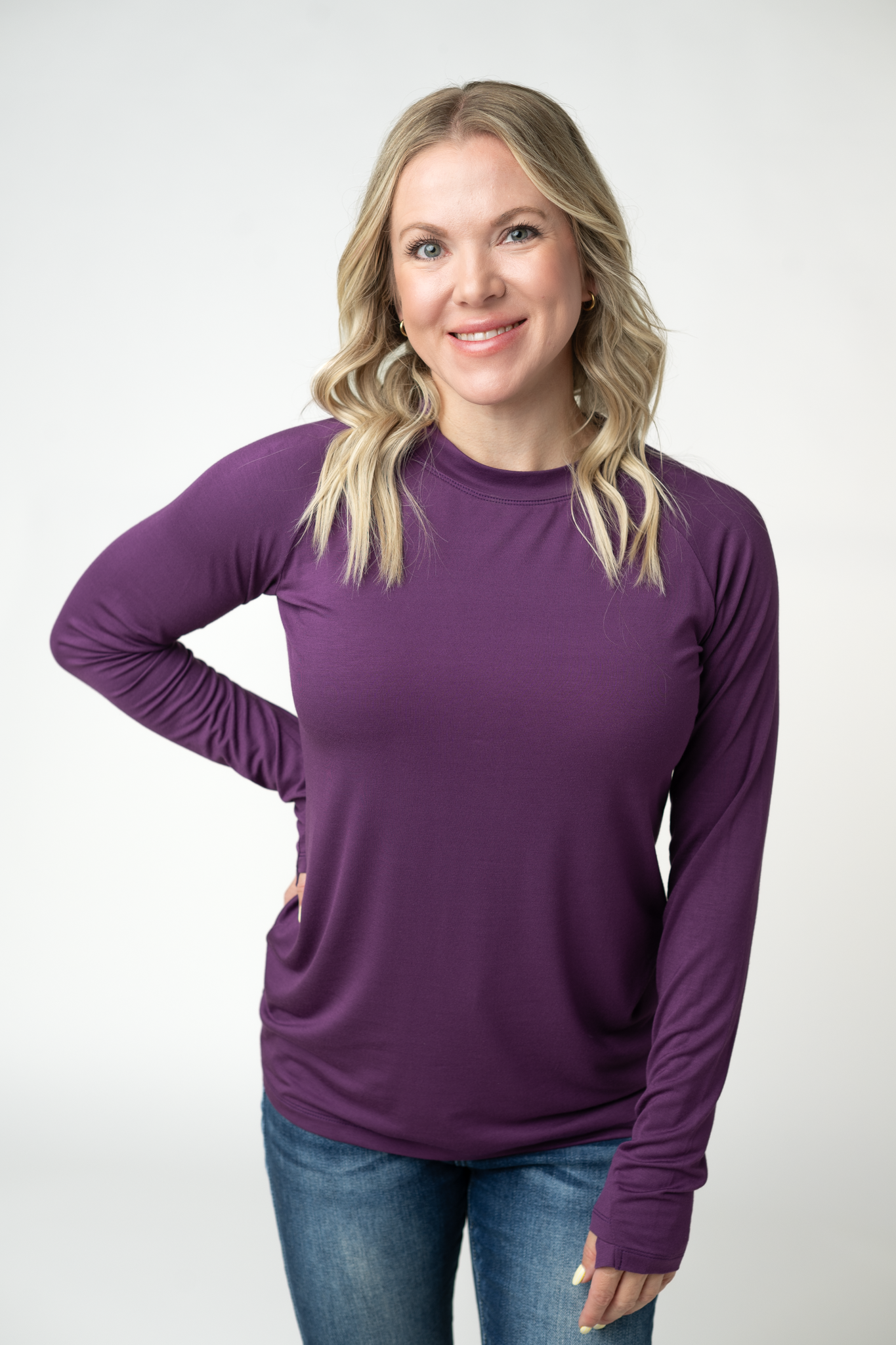IN STOCK Blair Long Sleeve Top - Purple-Tops-Dear Me Southern Boutique, located in DeRidder, Louisiana