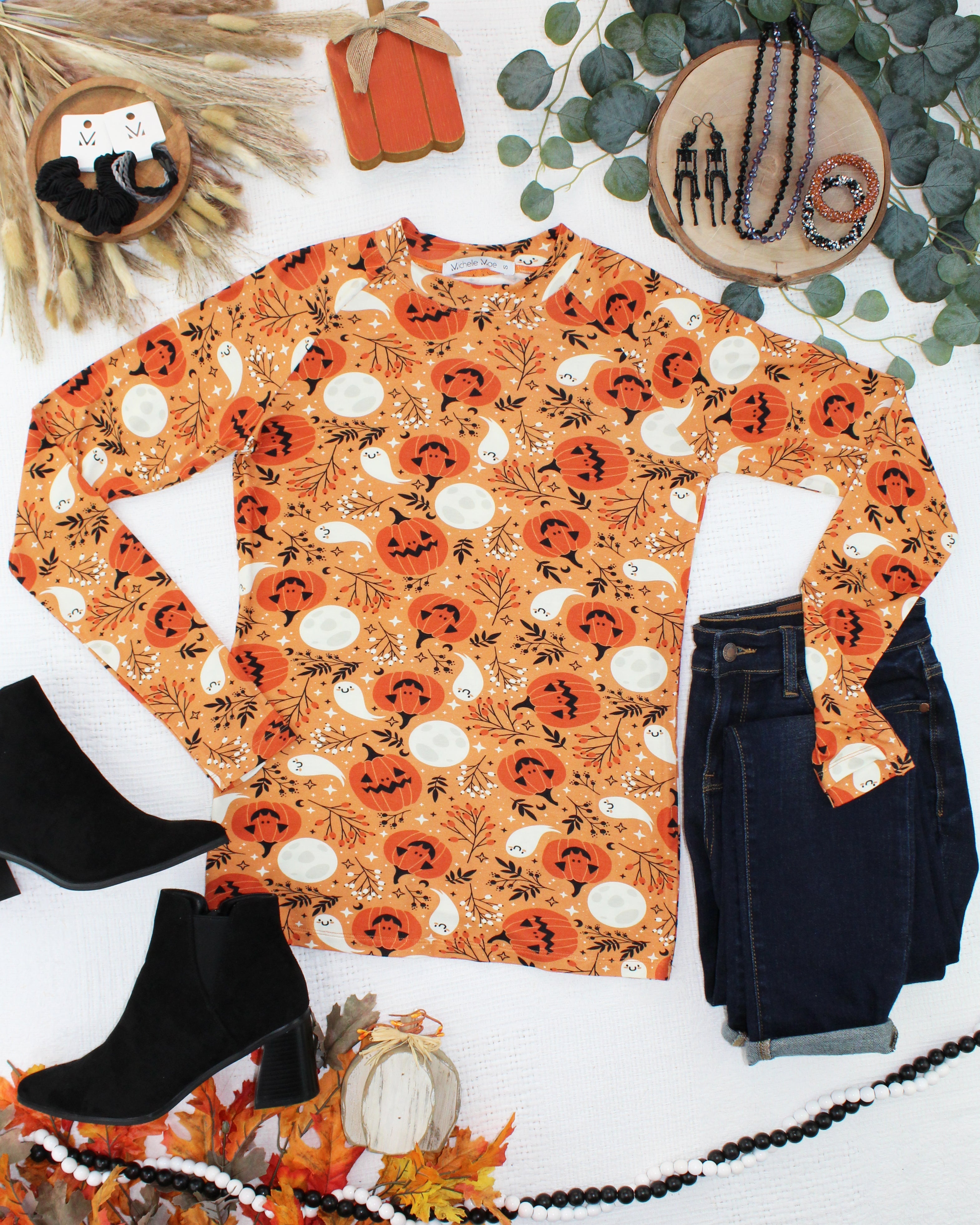 IN STOCK Blair Long Sleeve Top - Spooky Autumn-Tops-Dear Me Southern Boutique, located in DeRidder, Louisiana