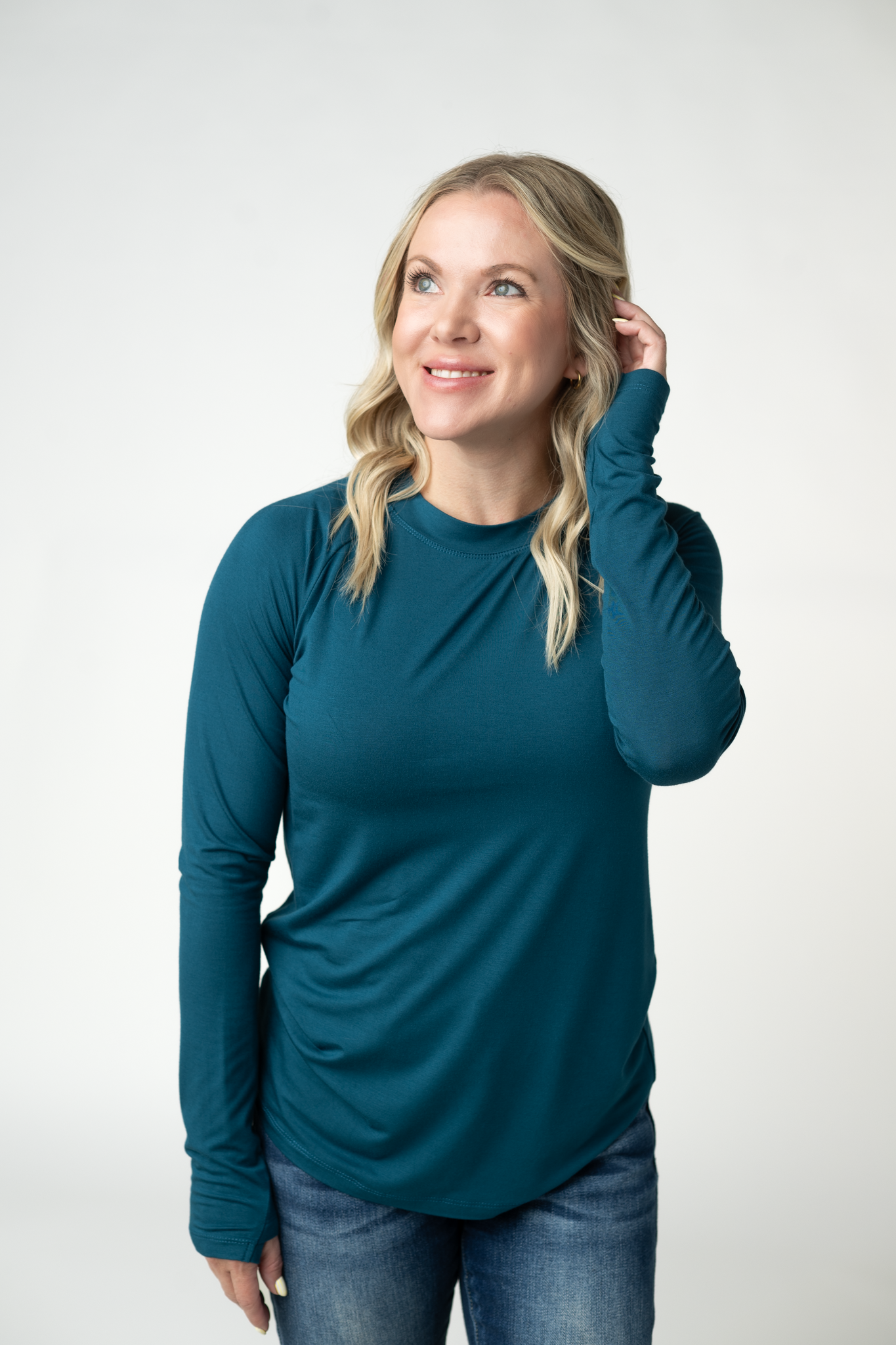 IN STOCK Blair Long Sleeve Top - Teal-Tops-Dear Me Southern Boutique, located in DeRidder, Louisiana
