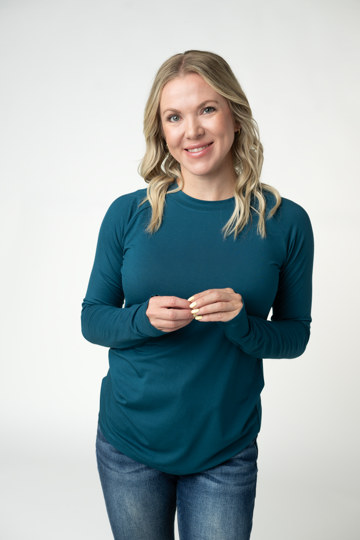 IN STOCK Blair Long Sleeve Top - Teal-Tops-Dear Me Southern Boutique, located in DeRidder, Louisiana