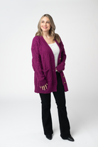 IN STOCK Brooks Button Sweater Cardigan - Magenta-Cardigan-Dear Me Southern Boutique, located in DeRidder, Louisiana
