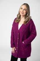 IN STOCK Brooks Button Sweater Cardigan - Magenta-Cardigan-Dear Me Southern Boutique, located in DeRidder, Louisiana