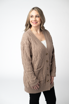 IN STOCK Brooks Button Sweater Cardigan - Mocha-Cardigan-Dear Me Southern Boutique, located in DeRidder, Louisiana
