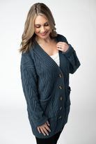 IN STOCK Brooks Button Sweater Cardigan - Navy-Cardigan-Dear Me Southern Boutique, located in DeRidder, Louisiana
