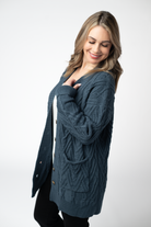 IN STOCK Brooks Button Sweater Cardigan - Navy-Cardigan-Dear Me Southern Boutique, located in DeRidder, Louisiana