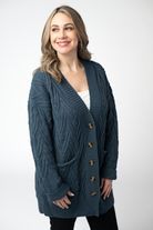 IN STOCK Brooks Button Sweater Cardigan - Navy-Cardigan-Dear Me Southern Boutique, located in DeRidder, Louisiana