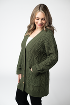 IN STOCK Brooks Button Sweater Cardigan - Olive-Cardigan-Dear Me Southern Boutique, located in DeRidder, Louisiana