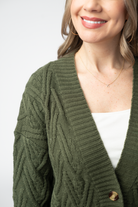 IN STOCK Brooks Button Sweater Cardigan - Olive-Cardigan-Dear Me Southern Boutique, located in DeRidder, Louisiana