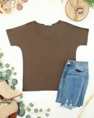 IN STOCK Chloe Cozy Top - Brown-Tops-Dear Me Southern Boutique, located in DeRidder, Louisiana