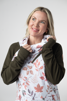IN STOCK Classic Zoey ZipCowl Sweatshirt - Autumn Leaves and Olive-Pullover-Dear Me Southern Boutique, located in DeRidder, Louisiana