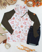 IN STOCK Classic Zoey ZipCowl Sweatshirt - Autumn Leaves and Olive-Pullover-Dear Me Southern Boutique, located in DeRidder, Louisiana
