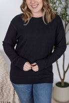 IN STOCK Corrine Ribbed Pullover Top - Black-Pullover-Dear Me Southern Boutique, located in DeRidder, Louisiana