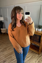 IN STOCK Crochet Sleeve Top - Camel-Tops-Dear Me Southern Boutique, located in DeRidder, Louisiana