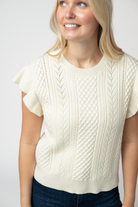 IN STOCK Felicity Flutter Sweater Top - Ivory-Tops-Dear Me Southern Boutique, located in DeRidder, Louisiana
