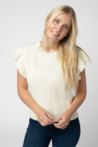 IN STOCK Felicity Flutter Sweater Top - Ivory-Tops-Dear Me Southern Boutique, located in DeRidder, Louisiana