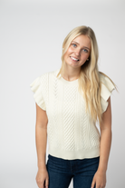 IN STOCK Felicity Flutter Sweater Top - Ivory-Tops-Dear Me Southern Boutique, located in DeRidder, Louisiana