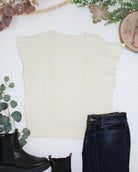 IN STOCK Felicity Flutter Sweater Top - Ivory-Tops-Dear Me Southern Boutique, located in DeRidder, Louisiana