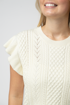 IN STOCK Felicity Flutter Sweater Top - Ivory-Tops-Dear Me Southern Boutique, located in DeRidder, Louisiana