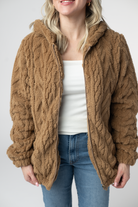 IN STOCK Fuzzy Sherpa Fullzip Hoodie - Maple-Hoodie-Dear Me Southern Boutique, located in DeRidder, Louisiana