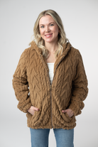 IN STOCK Fuzzy Sherpa Fullzip Hoodie - Maple-Hoodie-Dear Me Southern Boutique, located in DeRidder, Louisiana