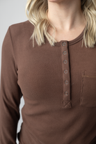 IN STOCK Georgia Long Sleeve Top - Brown-Tops-Dear Me Southern Boutique, located in DeRidder, Louisiana