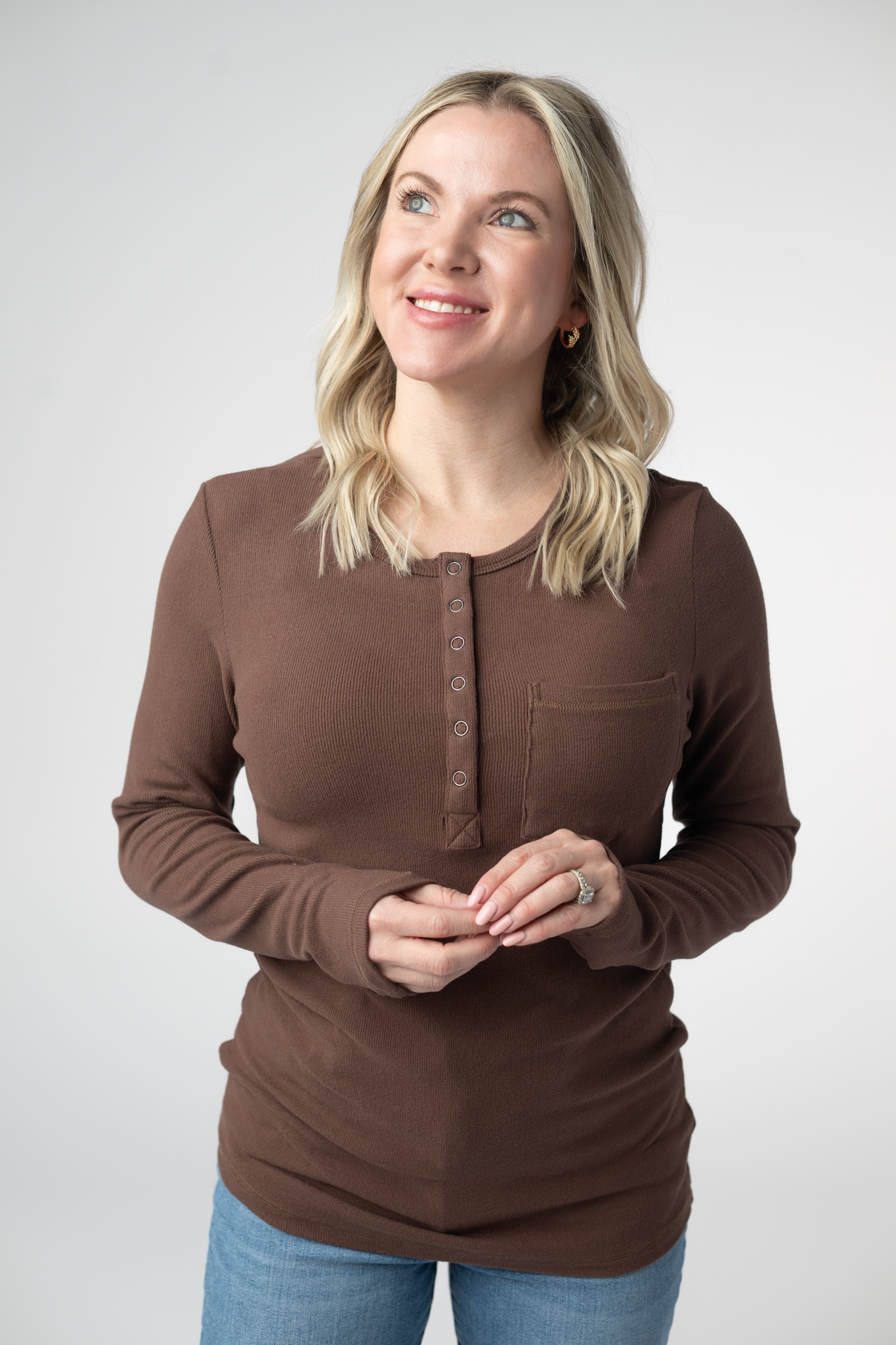 IN STOCK Georgia Long Sleeve Top - Brown-Tops-Dear Me Southern Boutique, located in DeRidder, Louisiana