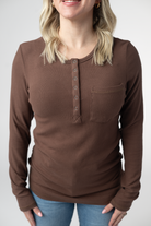 IN STOCK Georgia Long Sleeve Top - Brown-Tops-Dear Me Southern Boutique, located in DeRidder, Louisiana