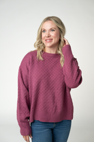 IN STOCK Gianna Pullover Sweater - Raspberry-sweater-Dear Me Southern Boutique, located in DeRidder, Louisiana
