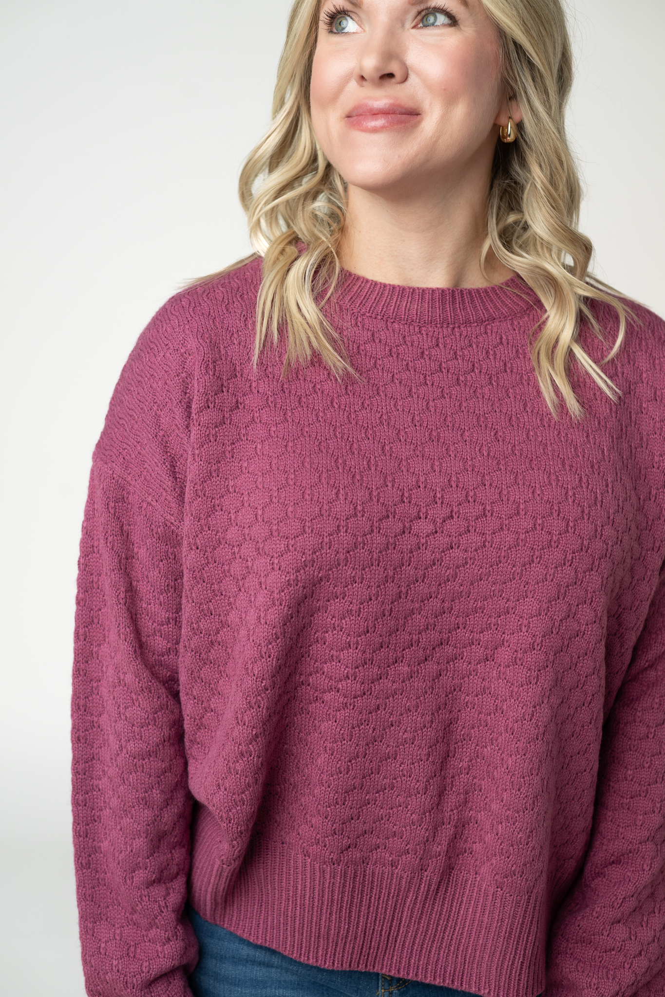 IN STOCK Gianna Pullover Sweater - Raspberry-sweater-Dear Me Southern Boutique, located in DeRidder, Louisiana