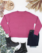 IN STOCK Gianna Pullover Sweater - Raspberry-sweater-Dear Me Southern Boutique, located in DeRidder, Louisiana