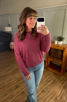 IN STOCK Gianna Pullover Sweater - Raspberry-sweater-Dear Me Southern Boutique, located in DeRidder, Louisiana