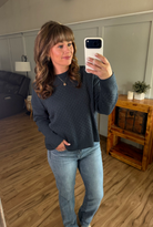 IN STOCK Gianna Pullover Sweater - Teal-sweater-Dear Me Southern Boutique, located in DeRidder, Louisiana