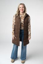 IN STOCK Harlow Long Vest - Brown-clothing-Dear Me Southern Boutique, located in DeRidder, Louisiana
