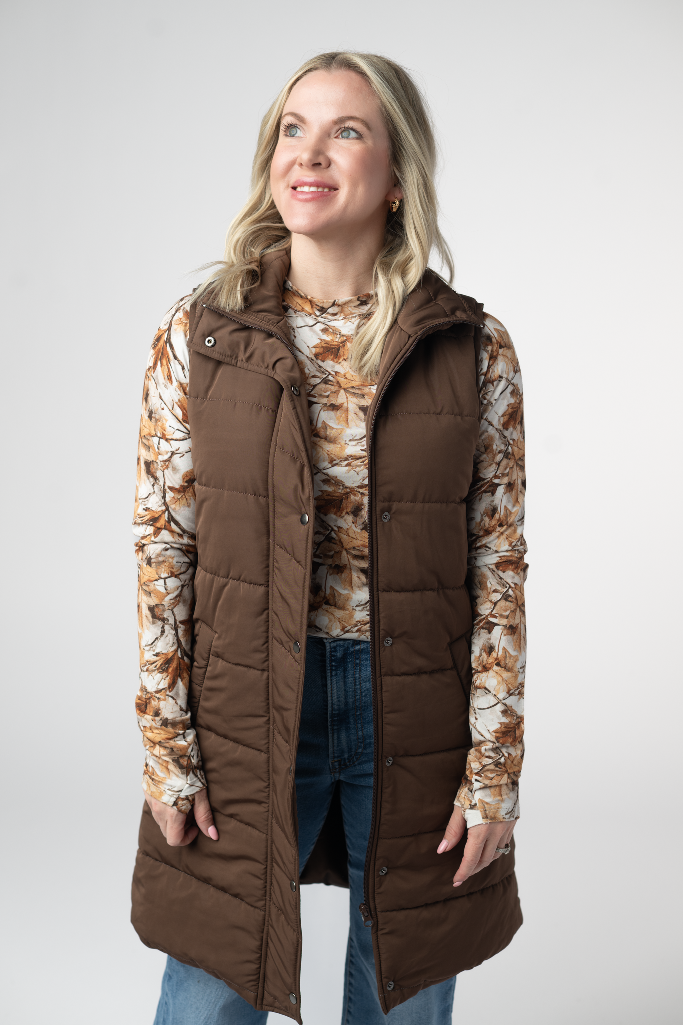 IN STOCK Harlow Long Vest - Brown-clothing-Dear Me Southern Boutique, located in DeRidder, Louisiana