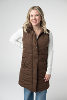 IN STOCK Harlow Long Vest - Brown-clothing-Dear Me Southern Boutique, located in DeRidder, Louisiana