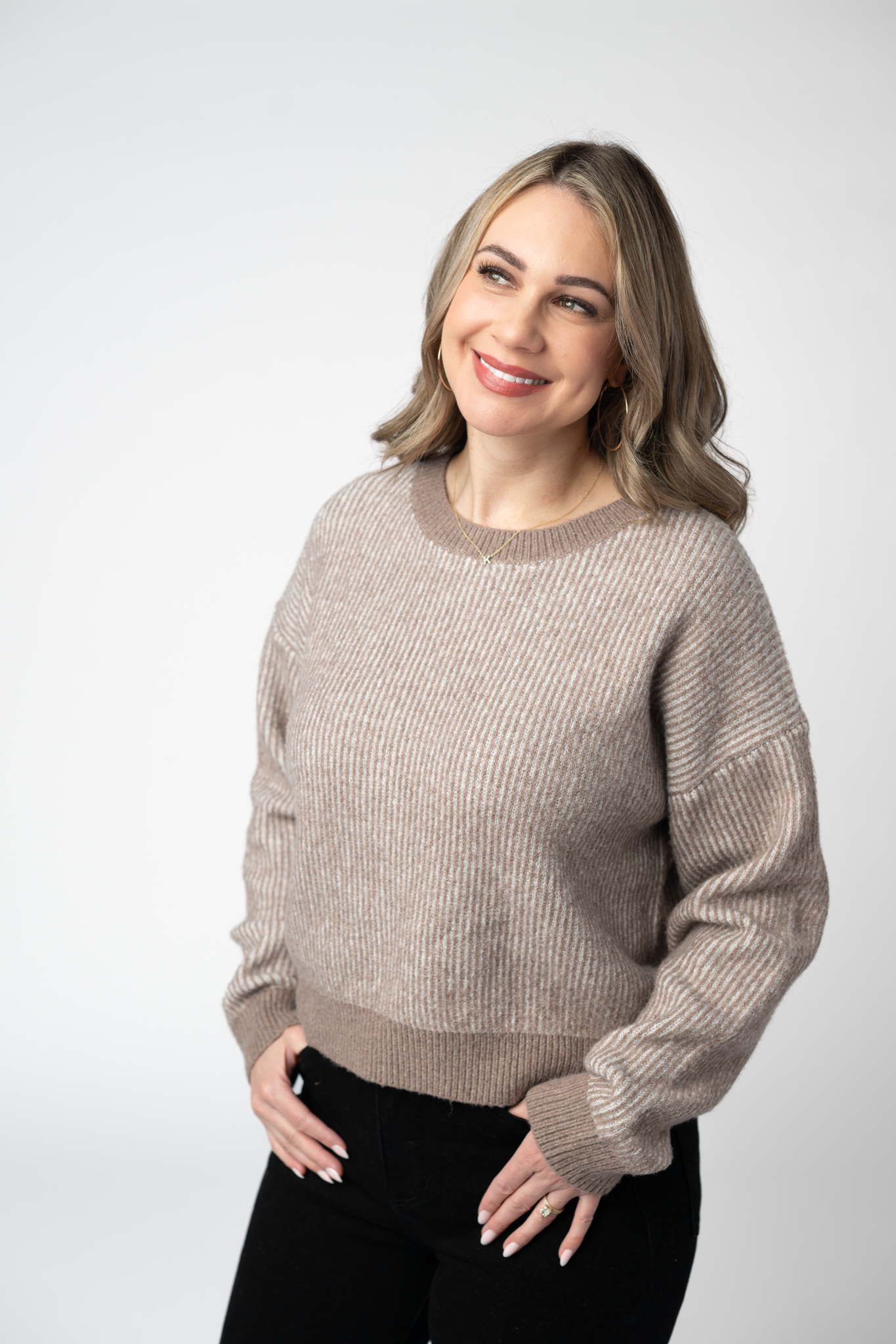 IN STOCK Josie Cozy Crew Sweater - Mocha-sweater-Dear Me Southern Boutique, located in DeRidder, Louisiana
