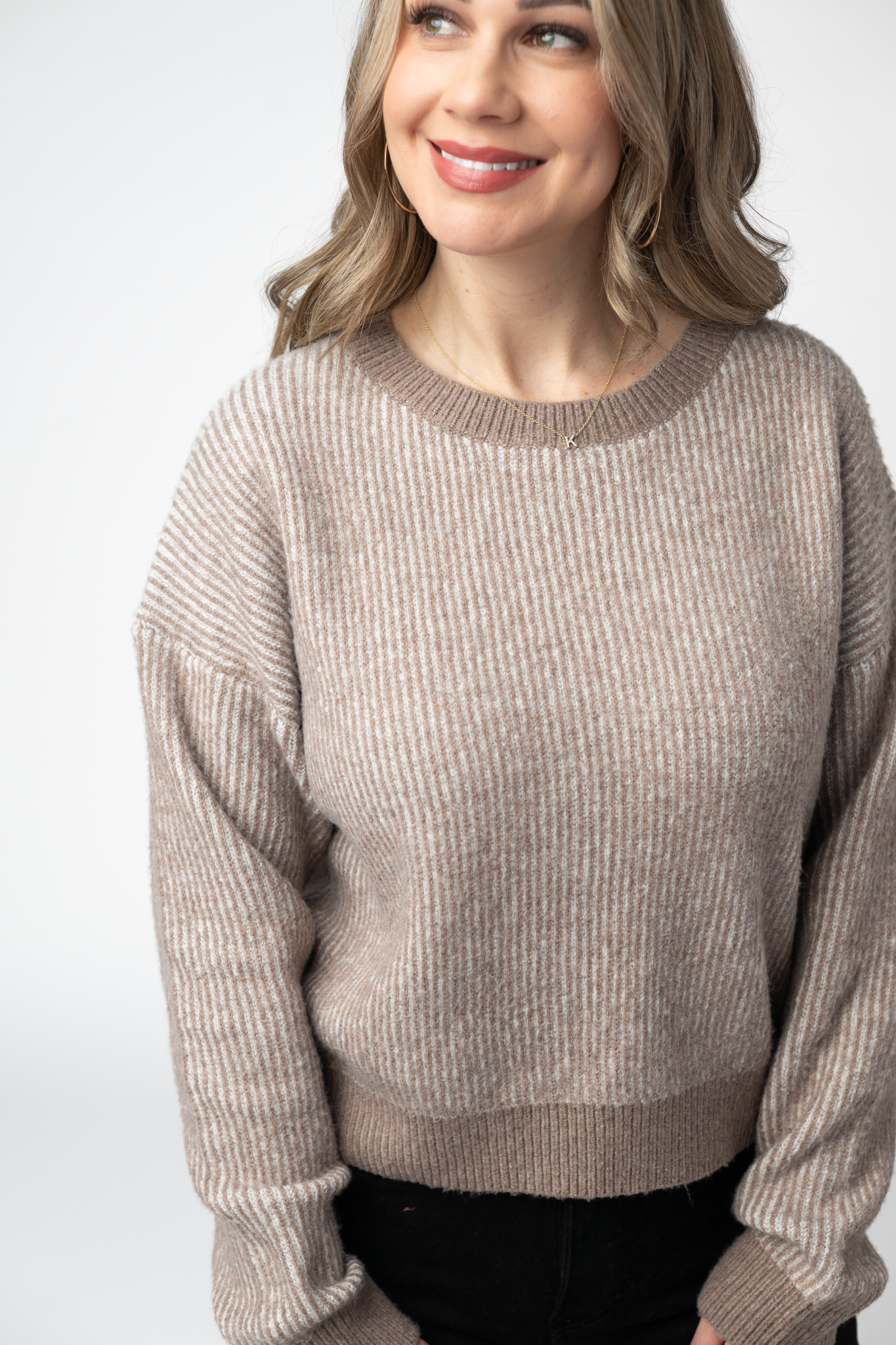 IN STOCK Josie Cozy Crew Sweater - Mocha-sweater-Dear Me Southern Boutique, located in DeRidder, Louisiana