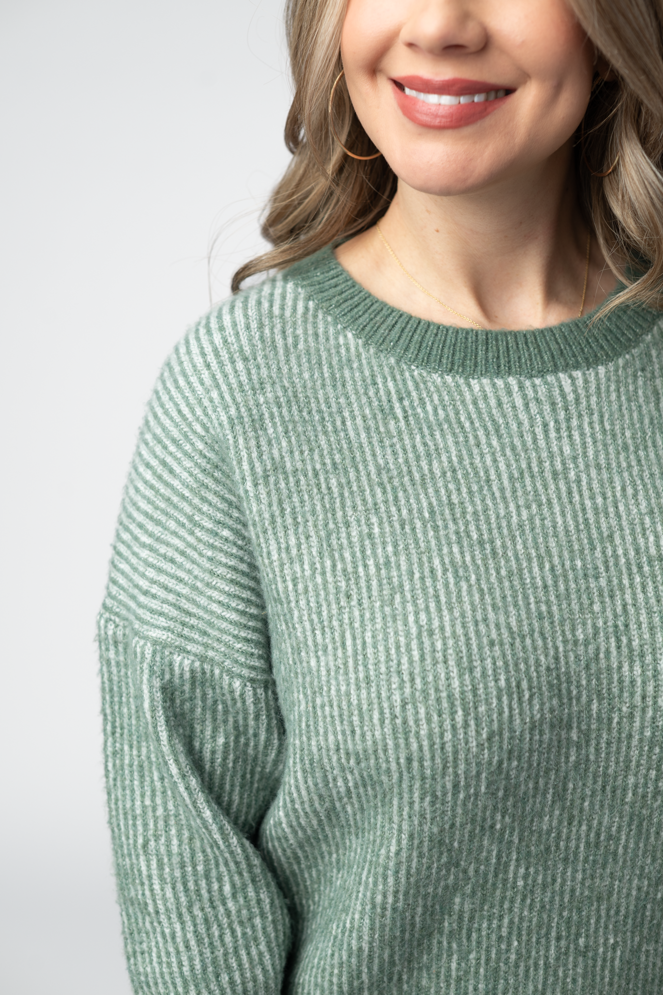 IN STOCK Josie Cozy Crew Sweater - Sage-sweater-Dear Me Southern Boutique, located in DeRidder, Louisiana