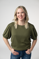 IN STOCK Katie Cozy Top - Olive-Tops-Dear Me Southern Boutique, located in DeRidder, Louisiana