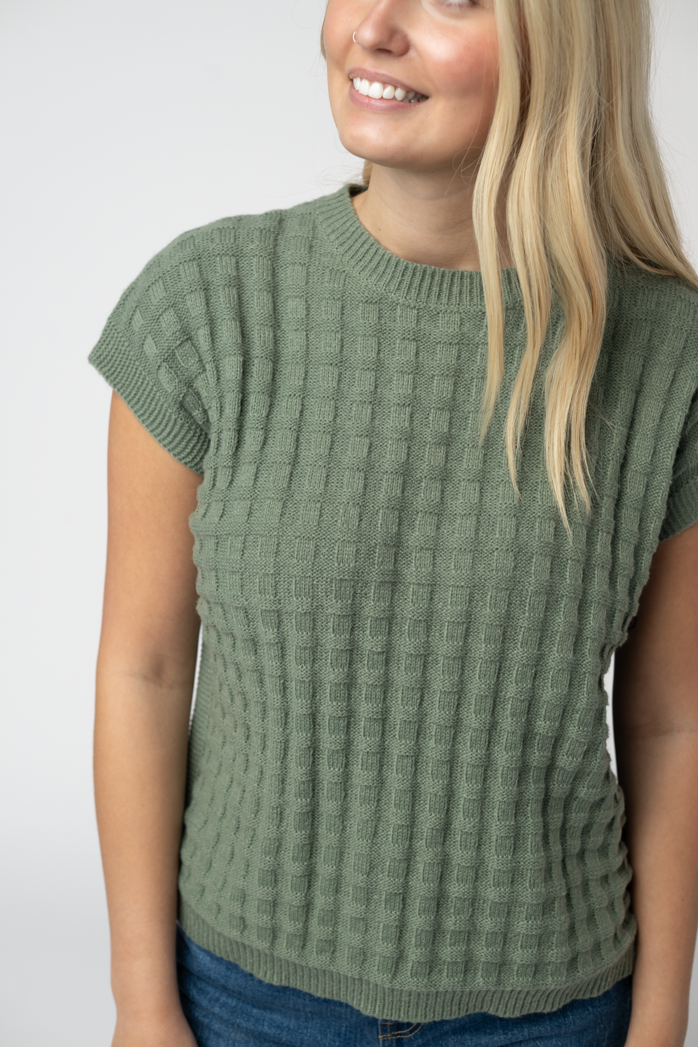 IN STOCK Kelly Knitted Top - Sage-Tops-Dear Me Southern Boutique, located in DeRidder, Louisiana